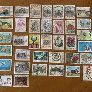 36 kinds/200 - Antique Stamps - Italian stamps - Canceled Stamps - Journaling Supplies - Vintage Ephemera - Vintage USED Stamps
