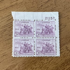 Antique Stamp Collection - US  Stamps - 1933 SC#732 - National Recovery Act Stamps - Block of 4 - MNH