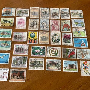 36 - Antique Stamps - Italian stamps - Canceled Stamps - Journaling Supplies - Vintage Ephemera - Vintage USED Stamps