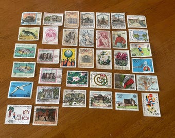 36 - Antique Stamps - Italian stamps - Canceled Stamps - Journaling Supplies - Vintage Ephemera - Vintage USED Stamps