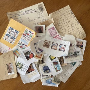100 - Antique Stamps - Stamps From Around The World - Canceled Stamps - Envelope Fragment - Vintage Ephemera - Vintage USED Stamps