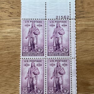 Antique Stamp Collection - US  Stamps - 1936 SC#777 - Rhode Island Stamps - Block of 4 - MNH