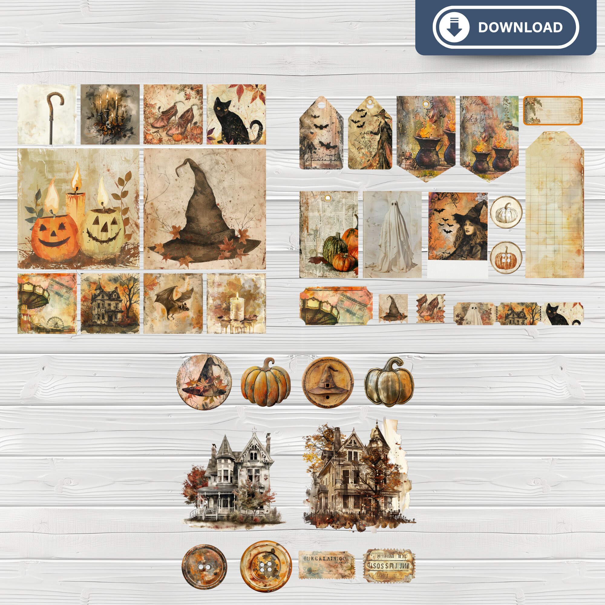Halloween Junk Journal, Junk Journal Folio Kit, Printable Junk Journal ...