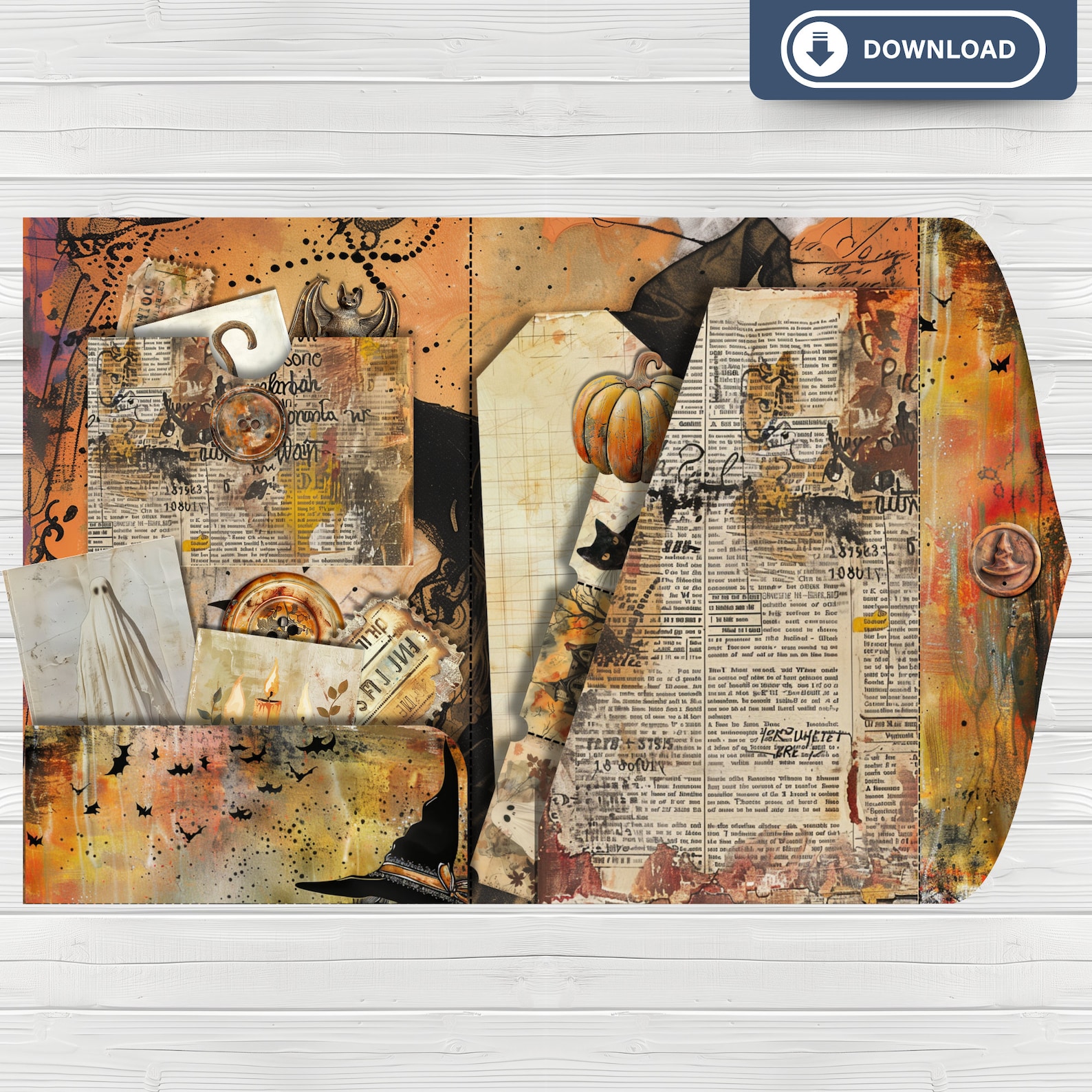 Halloween Junk Journal, Junk Journal Folio Kit, Printable Junk Journal ...