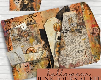 Halloween Junk Journal, Junk Journal Folio Kit, Printable Junk journal, Halloween Scrapbooking, Ephemera Pack, Printable Junk Folio Kit