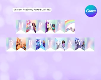 Unicorn Academy Party Banner: DIY Printable Bunting (Instant Download)