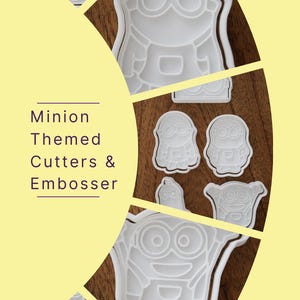 Minion Themed Shaped Cutter & Fondant Embossers - Kids Party - Custom Cookie