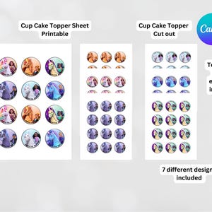 Unicorn Academy Kids Birthday Party Cup Cake Topper Download istantaneo digitale Stampabile Personalizzabile Modello Canva