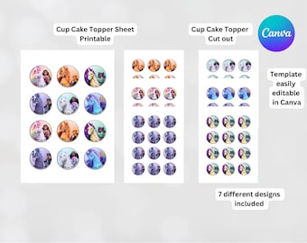 Unicorn Academy Birthday Cupcake Toppers: Customizable Canva Template (Digital Download)