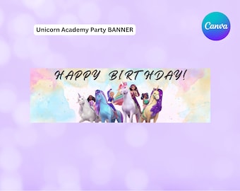 Unicorn Academy Party Banner: DIY Printable Decor (Canva Template)