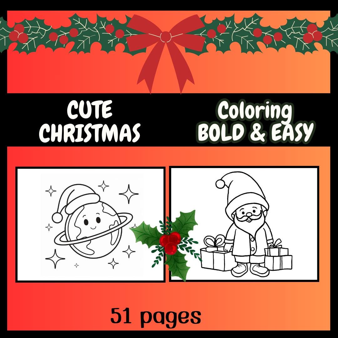 Bold & Easy Christmas Coloring Pages for Toddler and Teens - Etsy UK