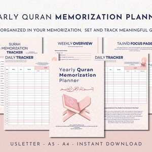 50+ Printable A4 Qur’an Memorization Planner | Islamic Printable PDF | Surah & Juz Tracker | Daily Reflection Journal