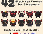 Black Cat Emotes: Kawaii Twitch/Discord Emoji Pack (Digital Download)