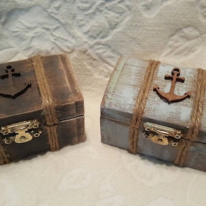 Beachy Coastal Nautical Shabby Chic Rustic Wedding Ring BOx Gift Box Trinket Box Wedding Decor