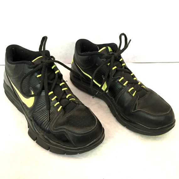 neon green and black shoes