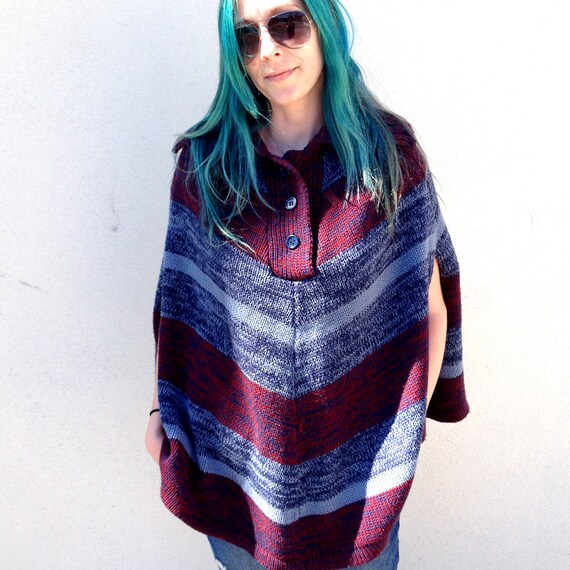 Vintage poncho southwestern poncho knit poncho Boh