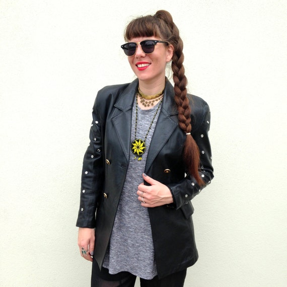 Vintage blazer black blazer Studded blazer Rhinest