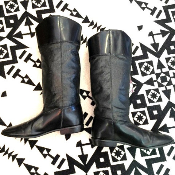 Vintage Riding Boots Black Leather Riding Boots Te