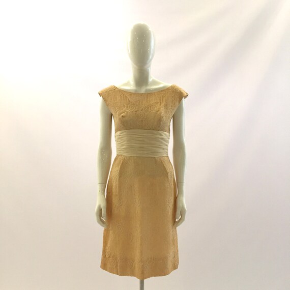 Vintage Dress 1960s Dress Cream Dress White Dress