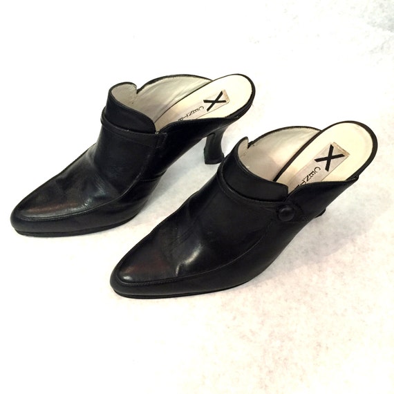 black high heel mules womens
