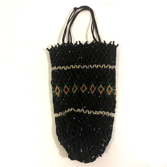 Vintage purse art Deco Flapper beaded purse black