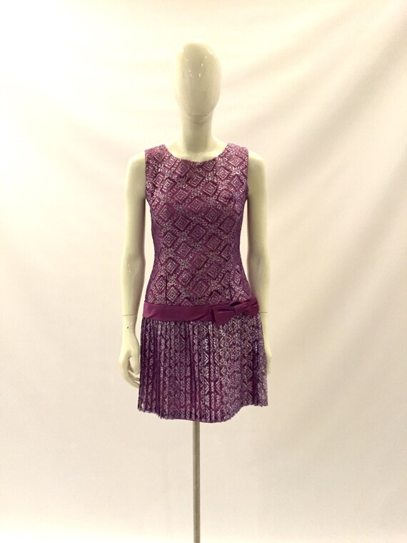 Vintage Dress 1960s Dress Purple Dress Lace Dress