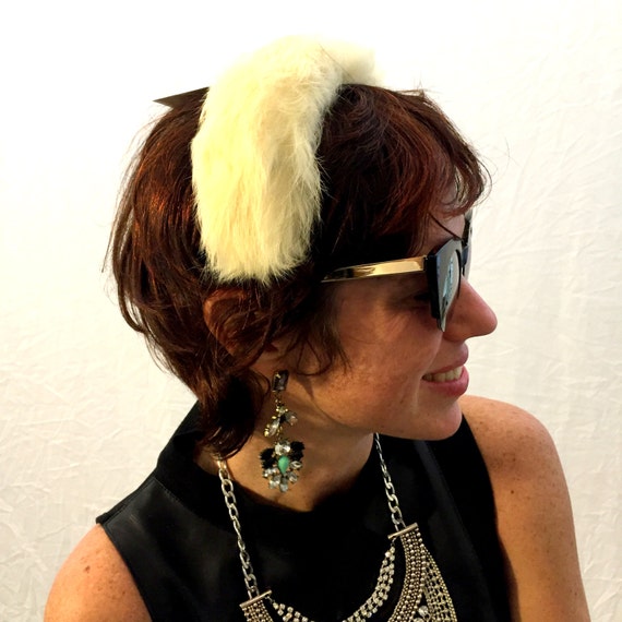 Vintage Hat vintage headband fur headband white he