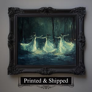 Fairy Painting, Magical Forest Poster, Whimsical Dark Cottagecore Wall Art, Enchanted Forest Vintage Fairy Tale Print, Witchy Wall Decor