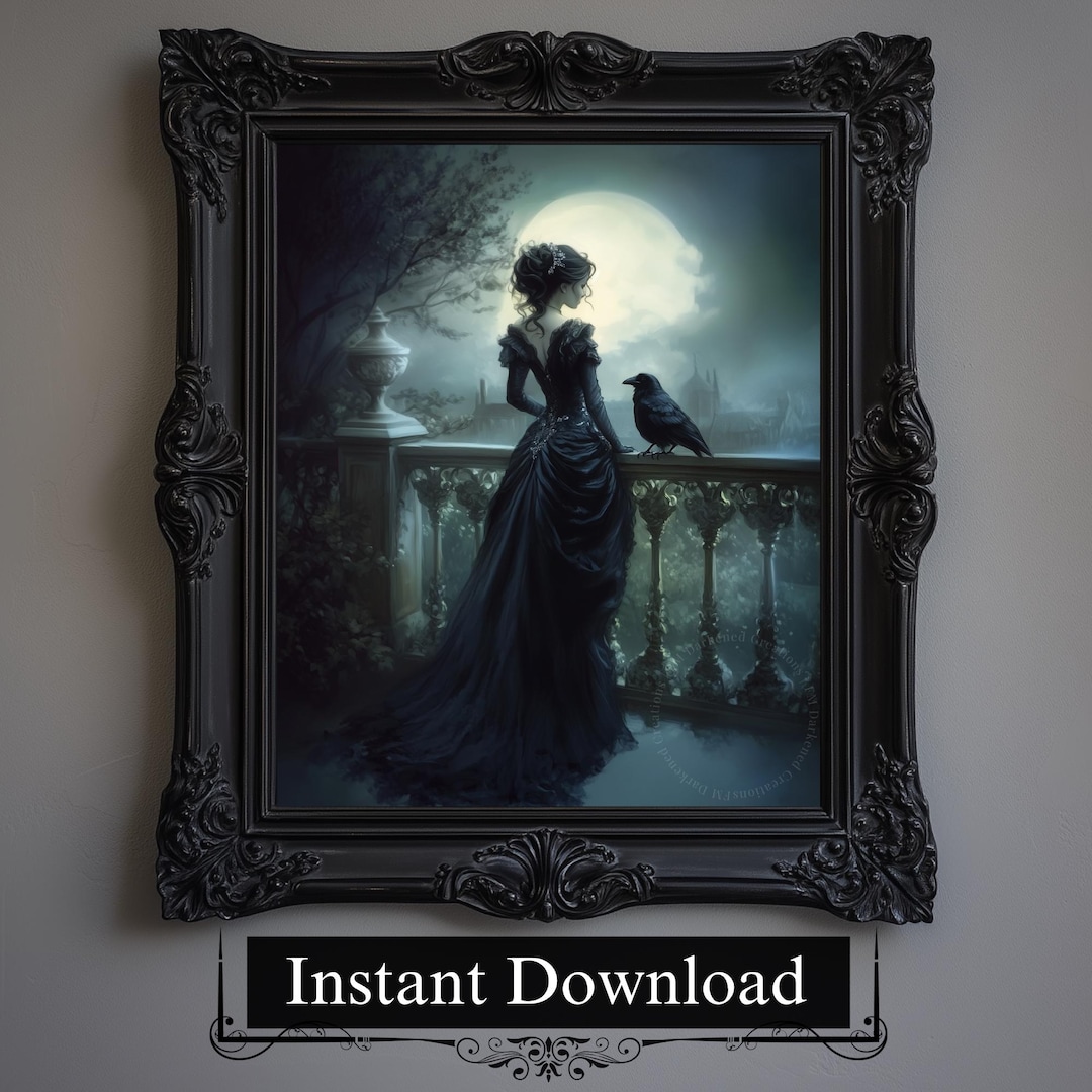 Victorian Woman and Raven Gothic Art Print (digital Download) - Etsy