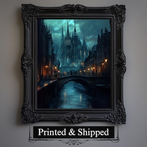 Gothic Cathedral Dark Academia Wall Art Print, Vintage Architecture Painting, Moody Gothic Decor, Antique Mystic Art Poster, Gothic Decor