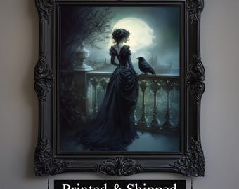 Viktorianische Frau Rabe Kunstdruck, Gothic Dekor