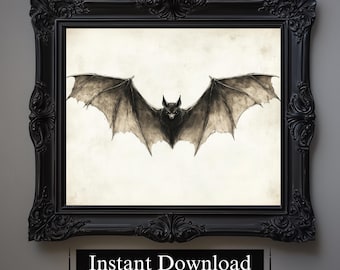Gothic Bat Painting | Dark Academia Halloween Print (Digital Download)
