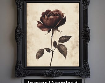 Gothic Rose Print | Dark Victorian Floral Wall Art (Digital Download)