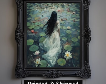 Konsttryck med Ophelia-liljedammen | Dark Academia Gothic Decor