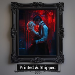 Vampire Gothic Couple Wall Art Print, Gothic Art Dark Cottagecore Print, Moody Wall Art, Halloween Decor, Occult Art Poster Gothic Home