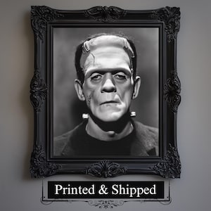 Frankenstein Inspired Monster Print, Horror Halloween Movie Poster, Decor Gift