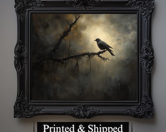 Gothic Rabe Wand-Kunstdruck, Dark Academia Dekor