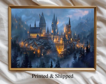 Wizard School Wall Art | Magic Castle Print | Witchy Room Decor | Magical Christmas & Winter Season