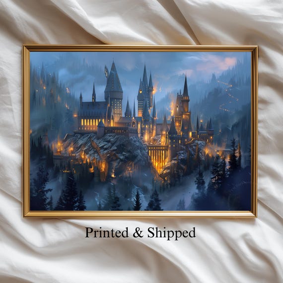 Wizard School Wall Art | Magic Castle Print | Witchy Room Decor | Magical Christmas & Winter Season