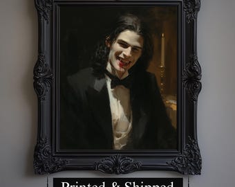 Victorian Vampire Portrait Art Print: Gothic Halloween Home Decor