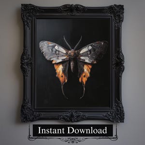 Gothic Butterfly Painting, Dark Academia Butterfly Art Print, Moody Wall Decor, Halloween Aesthetic, Dark Cottagecore Butterfly Wall Art