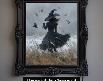 Viktorianische Hexe Kunstdruck, Gothic Dekoration, Hexe Wohndekor, Dark Academia Wandkunst, Viktorianischer Kunstdruck, Witchy Geschenke, Halloween Kunst