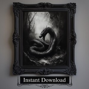 Lámina artística de Serpiente Oscura, póster de Serpiente Gótica, decoración de Halloween (descarga digital)