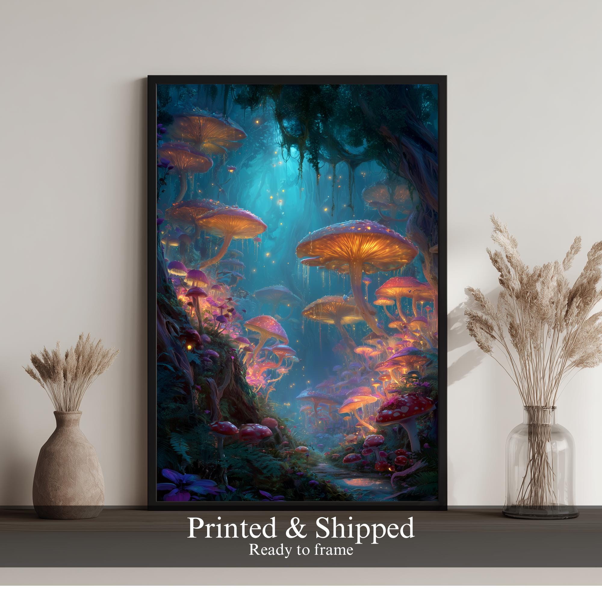 Mushroom Forest Art Print, Enchanted Woodland Scene - Etsy