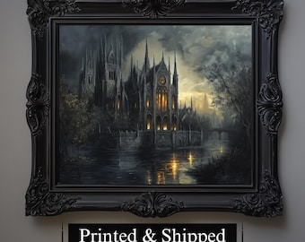 Gothic Vampire Castle Wall Art Print | Dark Academia Victorian Decor