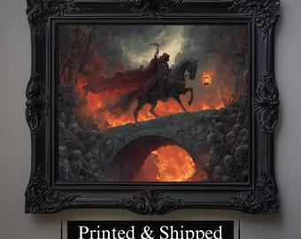 Apocalypse Horseman Art Print, Dark Fantasy Steed, Macabre Horror Illustration