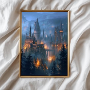 Lámina artística de Castillo Mágico, Escuela de Magia, Decoración Dark Academia