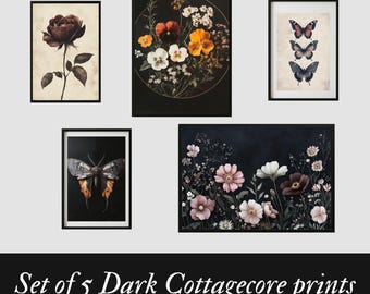 Láminas de naturaleza de estilo cottagecore oscuro / Arte mural de Witchy Academia (descarga digital)
