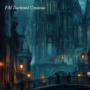 Dark academia print showcasing dramatic gothic structures under a mystic sky.