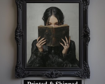 Mystisches Gothic Mädchen Print: Dark Academia Poster, Stimmungsvolle Wandkunst